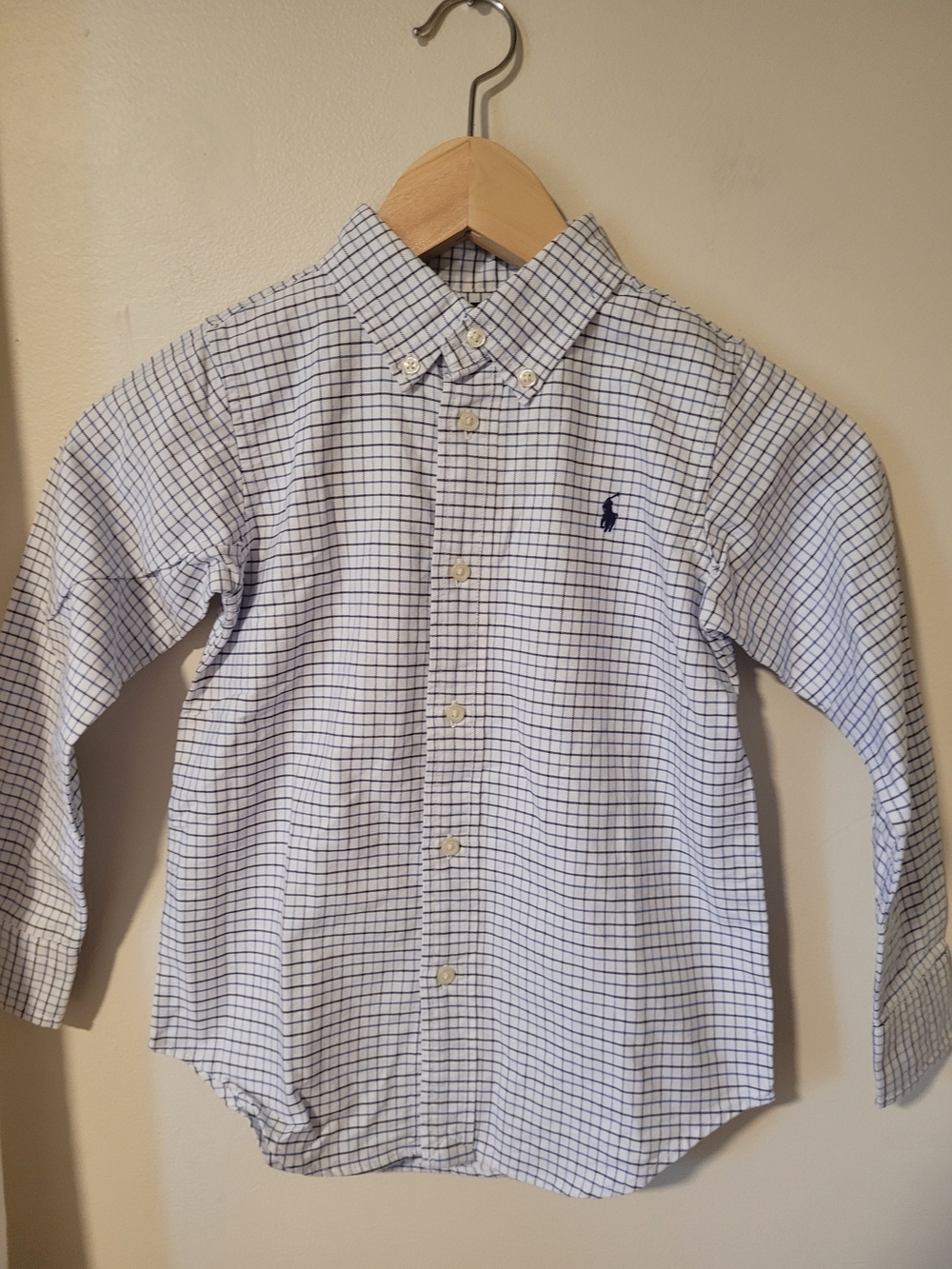 Polo by Ralph Lauren White Button-Down Shirt with Navy Grid - Kids